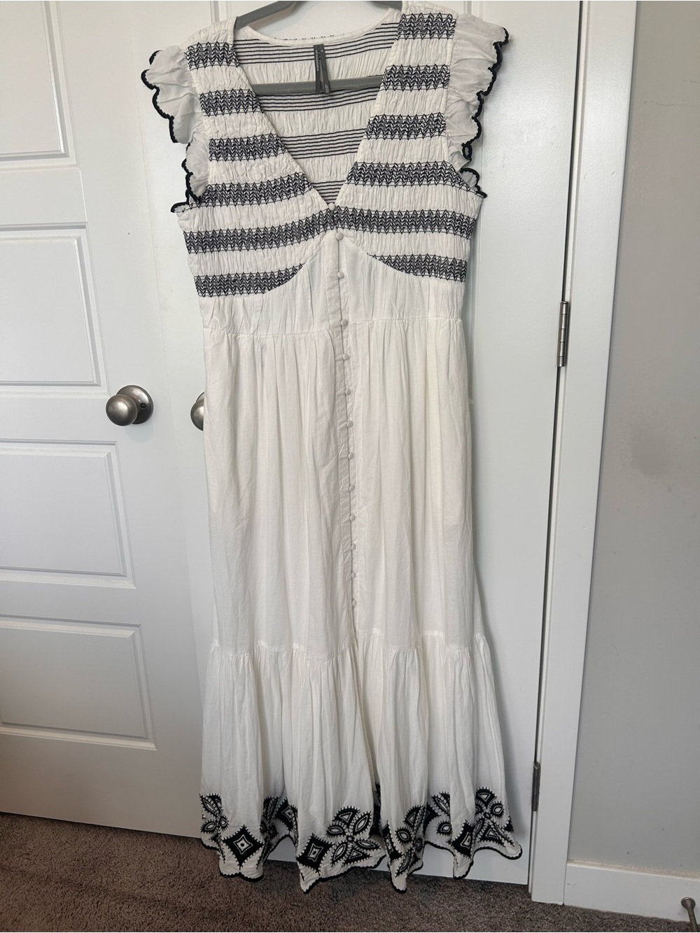 Anthropologie The Peregrine Midi Dress: Embroidered Smocked Edition Medium - Picture 5 of 8